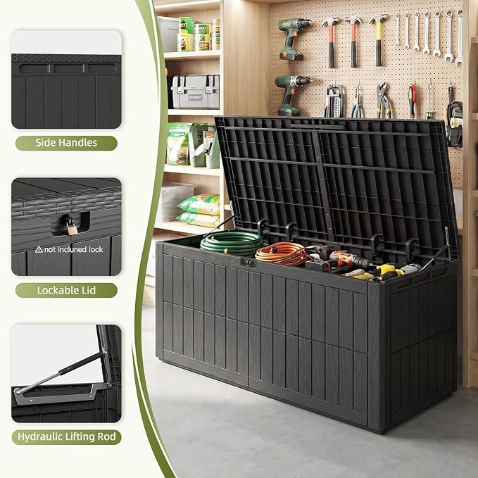 UDPATIO 220 Gallon Deck Box Outdoor Storage Box Lockable Waterproof Indoor Outdoor Storage Container for Patio Cushions, Garden Tools, Package Delivery Boxes for outside