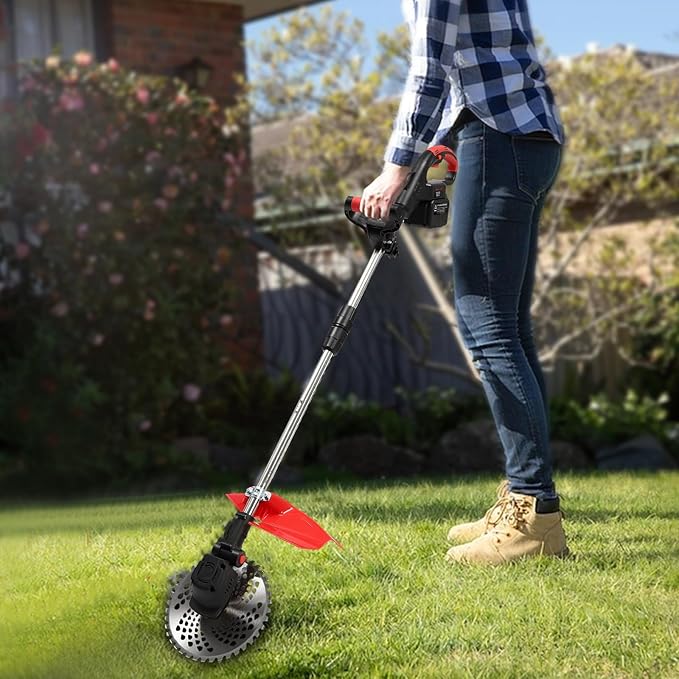 21V Cordless Weed Eater - 4-in-1 Electric String Trimmer/Edger/Brush Cutter, 30000mAh Battery Powered with 2 Li-Ion Batteries & Charger, for Lawn/Yard/Garden (Lightweight)
