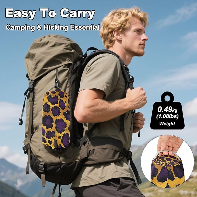 Camping Hammock Outdoor Hammocks for Outside Purple Cheetah Leopard Beach Trees Portable Lightweight with Pockets Tree Straps Indoor Small