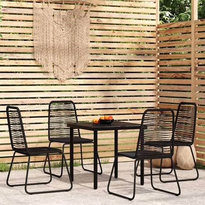 Backyard Furniture Patio Conversation Sets Outdoor Seating 5 Piece Patio Dining Set Black Suitable for Swimming Pool, Courtyard, Garden