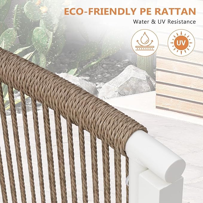 Pellebant 2-Piece Modern Curved Patio Conversation Set - Aluminum Half Moon Outdoor Sofa Furniture, Sturdy All-Weather Seating for Porch, Balcony, Garden, Beige