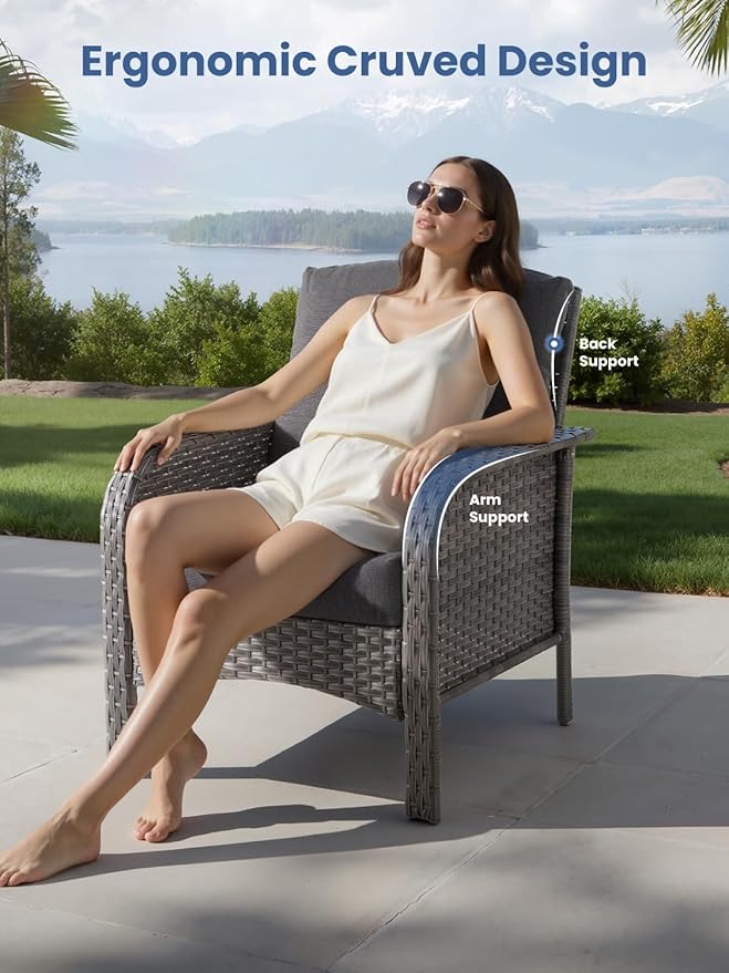 5-Piece Outdoor Patio Furniture Set with Swivel Chairs, Outdoor Conversation Wicker Sofa with Coffee Table, Rattan Couch for Deck Yard Poolside, Black