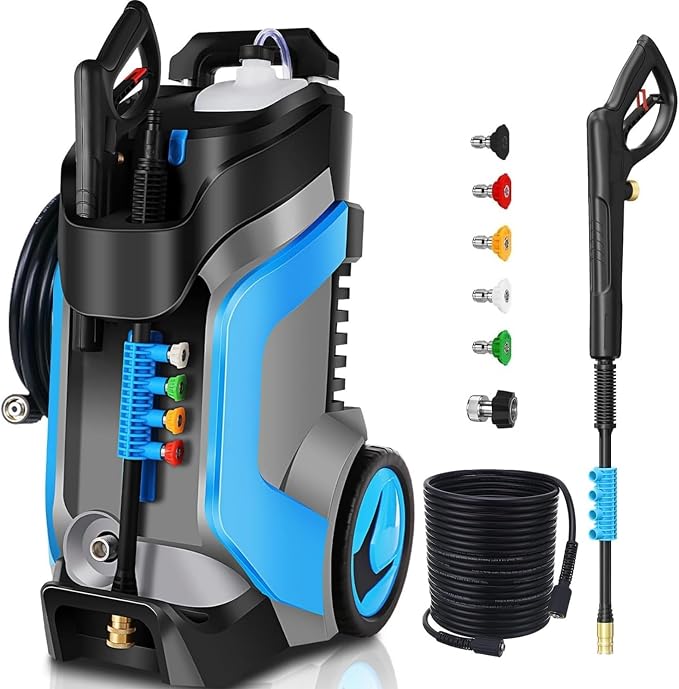 5000PSI Pressure Washer 4.0GPM High Power Washer with M22-14mm Pressure Hose 33FT, Powerwashers with 1/4" QC Compatible Surface Cleaner, 5 Nozzles and Soap Bottle for Home,Car,Patio (Blue)