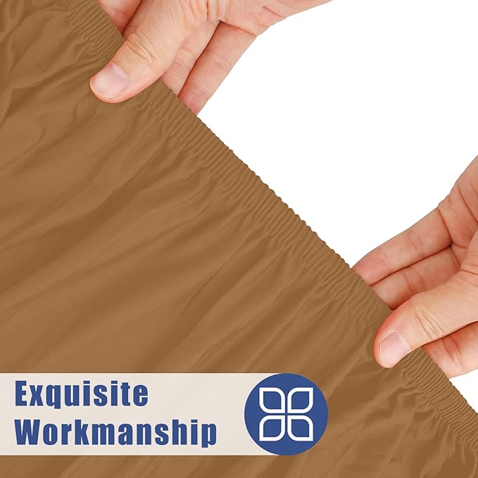 Moosfor Spandex 6 Foot Rectangle Table Cloth 2 Pack, Elastic Fitted Tablecloths for Picnic, Stretch Washable Patio Table Cover for Outdoor, Camping, Banquet and Parties(Brown, 30"x72")