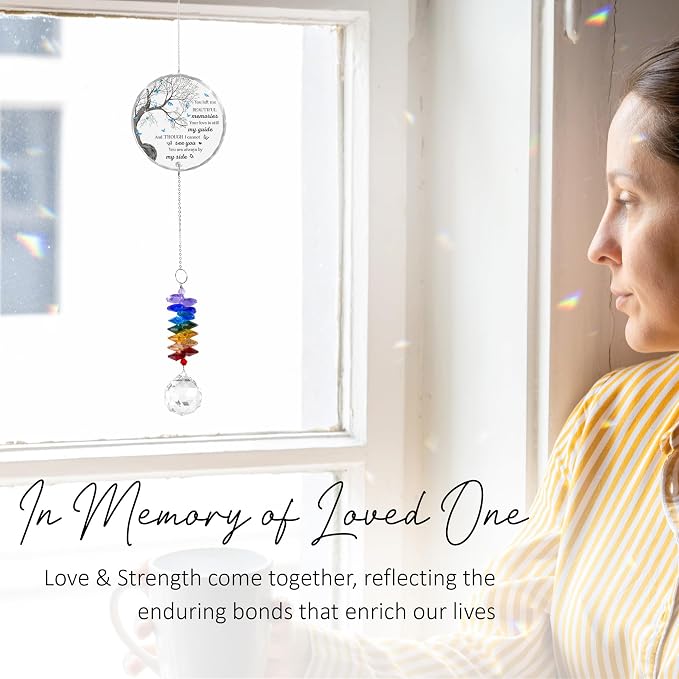 Memorial Suncatcher Ornament Sympathy Gift for Loss of Loved One - Crystal Rainbow Maker - Bereavement Keepsake - Hanging Crystal Decor - Loss of Family Friend Pet