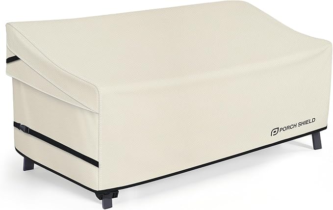 Porch Shield Patio 3-Seater Sofa Cover - Waterproof Outdoor Couch Deep Seat Sofa Cover 86W x 38D x 35H inch, Beige
