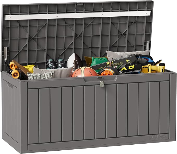 EAST OAK Outdoor Storage Box, 90 Gallon Deck Box, Waterproof Resin Storage Bin & Outdoor Storage Box, 31 Gallon Deck Box Indoor and Outdoor Use, Waterproof Resin Storage Bin