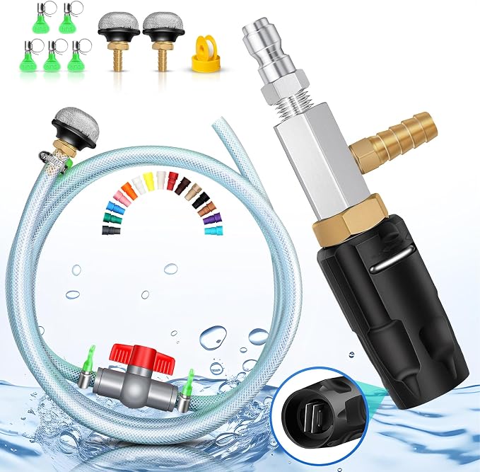 Magula Adjustable Long Range Pressure Washer Nozzle Kit, 4–4.5 GPM Downstream Injector,40 Feet Spray,1/4”Quick Connect, 15 Feet Hose, Pressure Washer Spray Nozzle | W/ 2000 to 4500 PSI