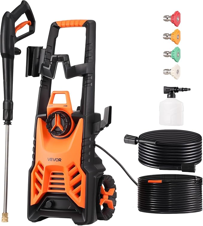VEVOR Electric Pressure Washer, Max 4500 PSI 3.2 GPM, High-Power Cleaner with Foam Cannon & 4 Nozzles for Driveways, Cars, Fences, Patios, Home Cleaning