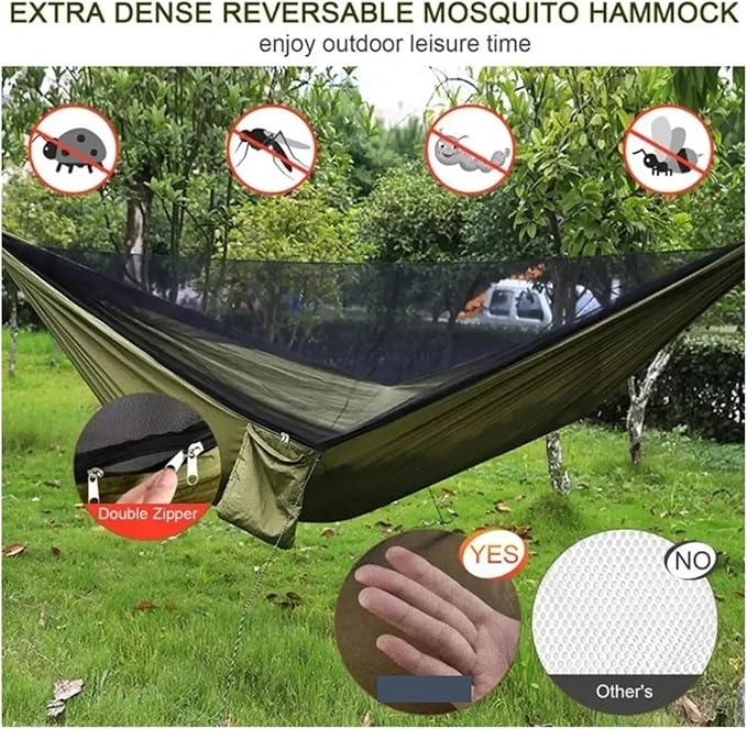 Hammock Camping Hammock with Mosquito Net Sleeping Tent Hammock Suitable Camping Hammock Outdoor Furniture for Garden Quick-Opening(Orange Grey)