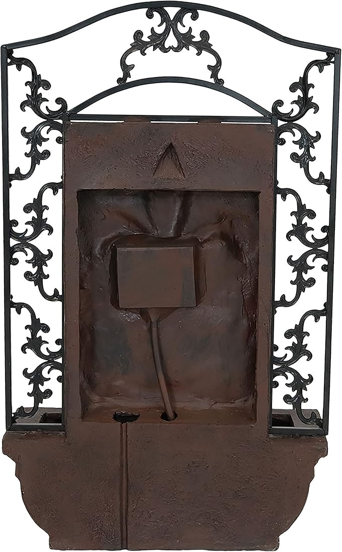 Sunnydaze French Lily 33" Outdoor Wall Water Fountain with Pump and Panel - Iron - Solar-Powered