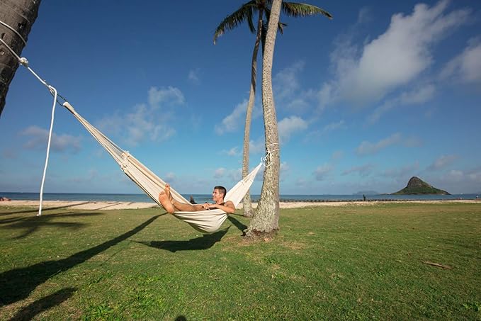 BYER OF MAINE Paradiso Hammock, Authentic Brazilian, Naturalesa, Recycled Cotton/Polyester Blend, Double, 142" L x 68" W, Holds up to 400lbs