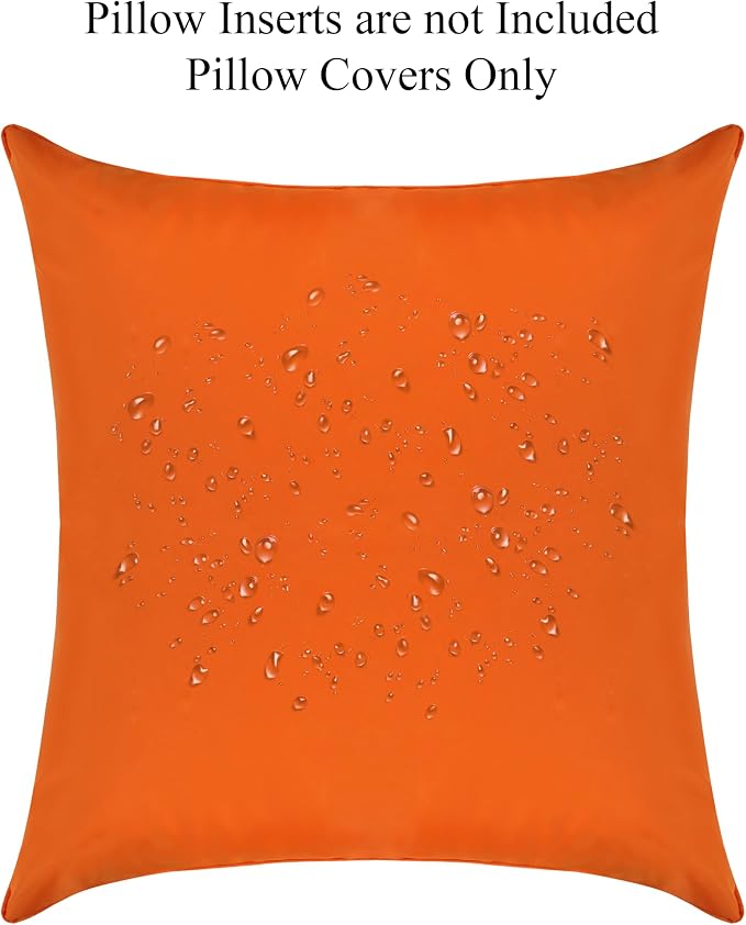 A1 HOME COLLECTIONS A1HC Luxurious Outdoor Waterproof Pillow Covers 22x22 Inches (Pack of 2, Burning Orange), Throw Pillow Covers for Pool Areas, Garden, Sofa, Chairs, Beds, Tent, Patio