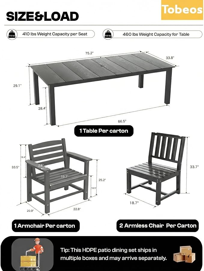 9-Pc Outdoor Dining Set, 10x10FT Cantilever Umbrella for 8,Gray | HDPE table, chairs included, aluminum frame, weather-resistant furniture, perfect for yard, lawn, garden, deck