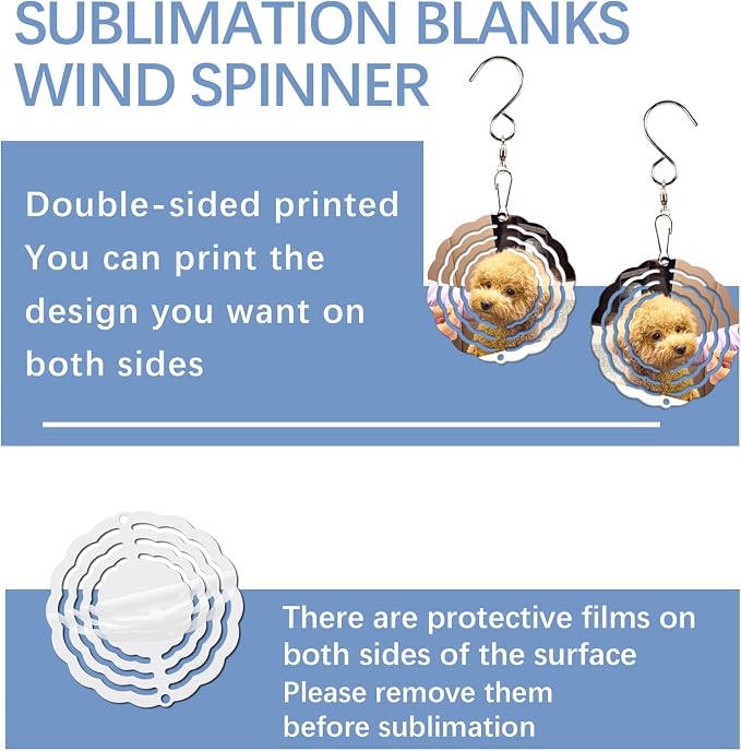 Sublimation Wind Spinner Blanks Bulk Aluminum Metal Blanks Product Outdoor Garden Decoration for Heat Press Transfer DIY Gift (20, 3 INCH)