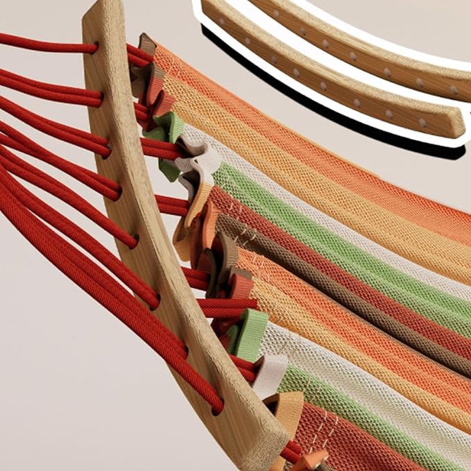 Portable Canvas Hammock with Wooden Sticks for Outdoor Camping and Playing Portable Tree Hanging Good Hammock Comfortable(L)