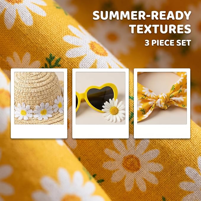 3Pcs Summer Porch Goose Outfit, Daisy Flower Goose Outfit for 23" 17" Lawn Porch Goose