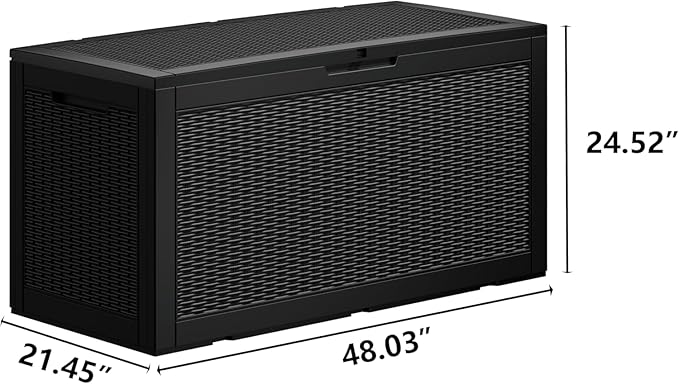 TARKARI 100 Gallon Outdoor Storage Box Waterproof, Resin Deck Boxes with Lockable Lid & UV-Resistant for Patio, Pool Accessories, Garden & Furniture Cushions, Black