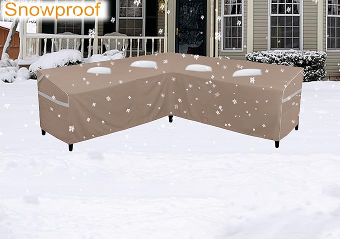 Heavy Duty Waterproof Outdoor V-Shaped Sectional Sofa Cover UV Resistant Patio Furniture Covers for 5 Seater 85" W (on Each Side) x 33" D x 31" H Brown