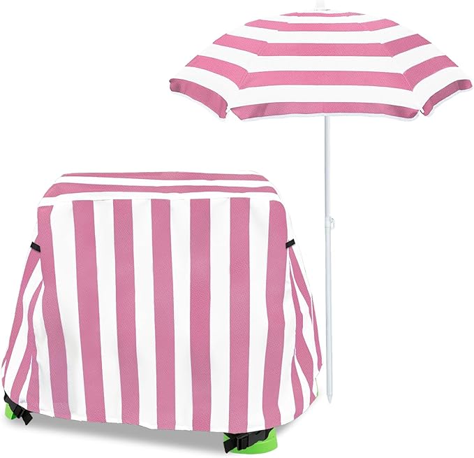 Kids Water Table Umbrella and Cover, Heavy-Duty 600D Waterproof Anti-UV Dustproof Water Table Cover with Umbrella, Compatible with Step2 Rain Showers Splash Pond Water Table, Pink