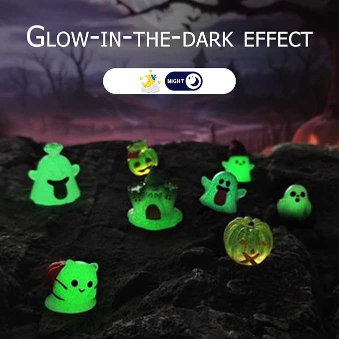 44P Mini Halloween Figurines Tiny Figures Resin Miniature Little Small Figurines Bulk for Micro Fairy Garden Landscape Accessories Hide Crafts Decor