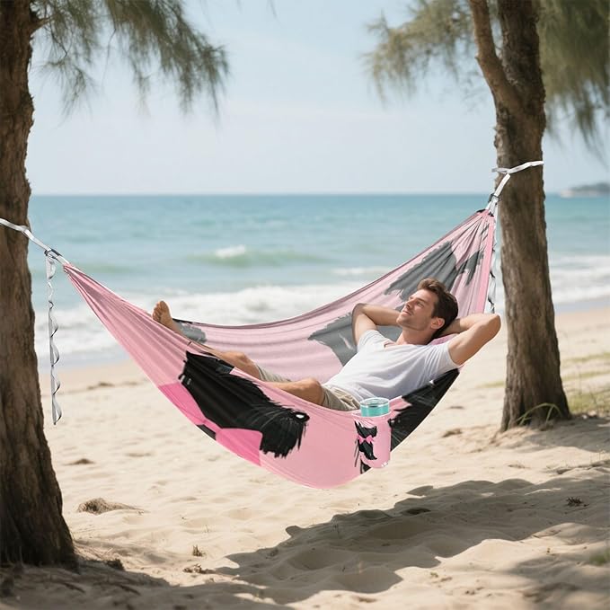 Black Scottish Terrier Silhouettes Paw Hammocks with Hanging Rope Rope Hammock for Patio Backyard Lounge Base