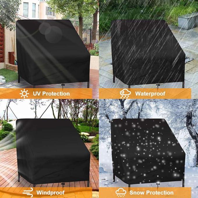Uranshin Outdoor Patio Furniture Covers - Waterproof Rocking & Lounge Chairs, 210D, 37.8"W x 30.7" D x 28.74" H