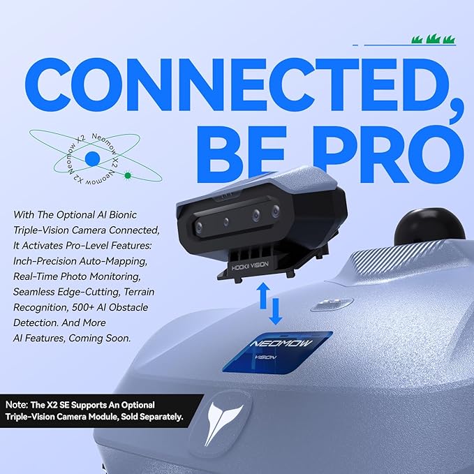 Neomow X2 SE 360° 3D LiDAR Robot Lawn Mower, Wire Free for 0.75 Acre, No RTK Antenna, 4G App Control, GPS Anti-Theft, 13Ah, IPX6, Support Upgrade AI Bionic Triple Vision Module for Auto-Mapping