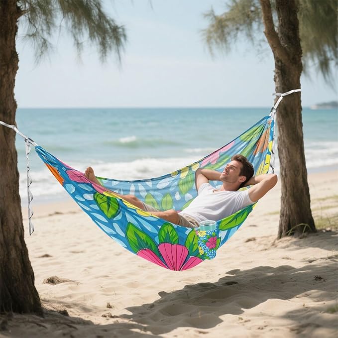 Hawaiian Style Colorful Flowers 330lb Capacity Hammocks for Camping with Hanging Rope Portable Hammock for Indoor Outdoor Patio jamaca para Patio
