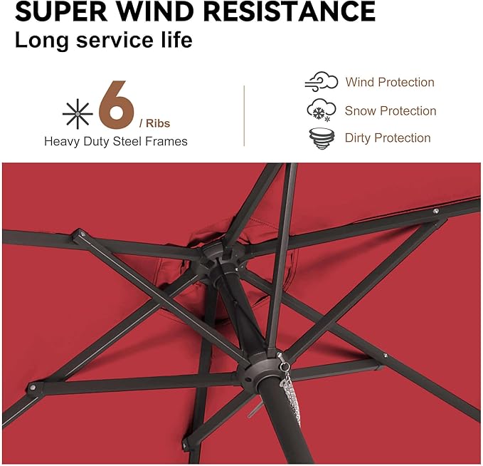 Jarka&Co 7.5ft Patio Umbrella Outdoor - Table Outdoor Umbrella with Push Button Tilt Waterprool UV Protection, Sun Umbrella for Pool, Porch, Garden, Deck, Backyard (Red)