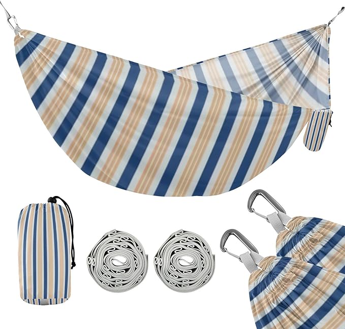 Blue-Orange Stripe 330lb Capacity Hammocks with Hanging Rope Cloth Hammock for Outside Beach Patio Garden capas para la Lluvia