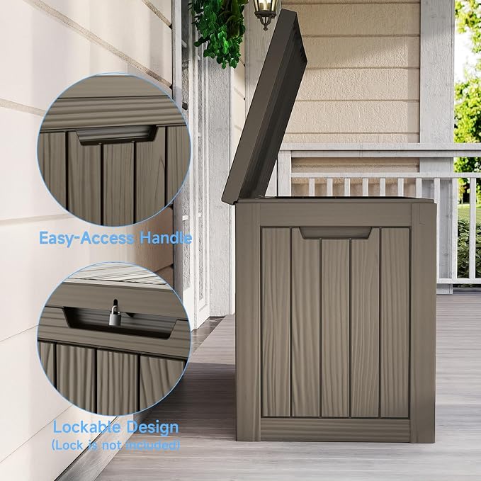 ROJIK 54 Gallon Outdoor Deck Box, Resin Waterproof Storage Box, weatherproof Deck Boxes Outdoor, Sturdy Deck Box for Furniture Cushions & Gardening Tools (Grey)