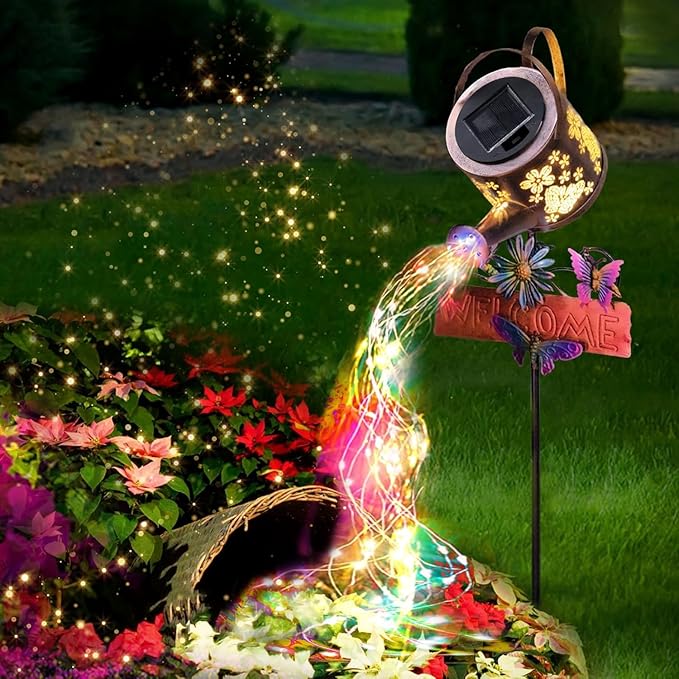 Solar Watering Can Light - Solar Lights Yard Decorations Outdoor,Garden Decor Lights for Yard,IP65 Waterproof Hanging Lantern Lights,Outside Garden Flower Bed Decor Light for Moms Birthday