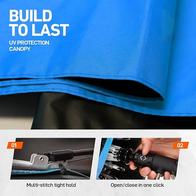 New 60" Folding Magnetic Umbrella,Designed for Outdoor Work,600lb Strong Suction Hvac Umbrella With Magnetic Base & Clamp,2-in-1 Sun & Rain Protection,180° Adjustable,Portable for HVAC(Blue)