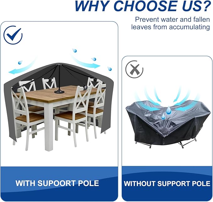 ULTCOVER Anti-Sag Adjustable Height Patio Furniture Cover Support Pole 15-27 Inches Prevents Water Pooling, Fallen Leaves and Dust Buildup