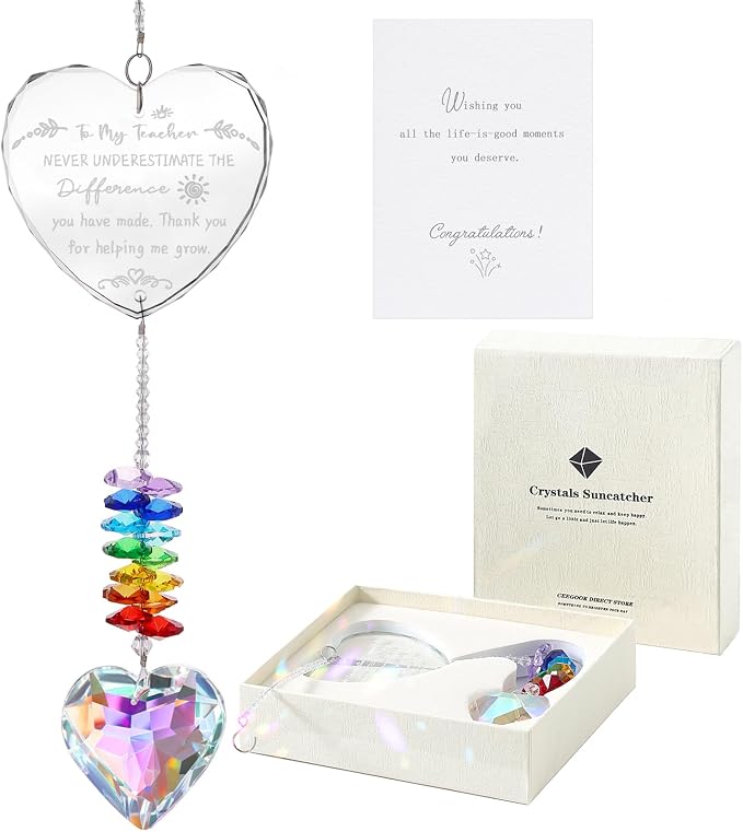 Teacher Appreciation Gifts, K9 Crystal Suncatcher Teacher Gifts for Women, Teachers Retirement Thank You Gift