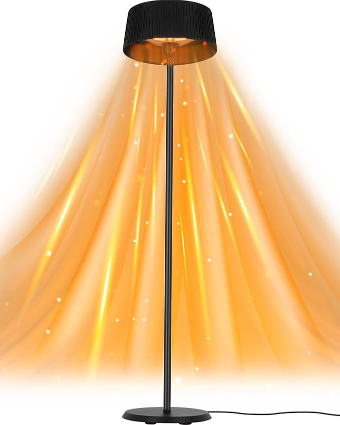 Electric Outdoor Patio Heater, 1500W Tabletop Infrared Heater for Indoor & Outdoor, IP55 Waterproof, Fast Heating, Tip-Over Protection, Perfect for Garden, Balcony, Garage, Porch (black, freestanding)