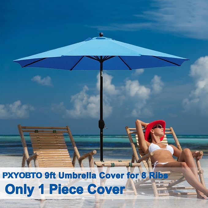 Patio Umbrella 9 ft Replacement Canopy for 8 Rib，Patio Umbrella Replacement Canopy Market Umbrella Top Fit Outdoor Umbrella Canopy（Only the top cover）