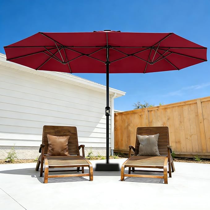 Garvee 13ft Patio Umbrella with Double Canopy, Premium Commercial Extra Large Market Umbrella for Outdoor Dining Sets, Resort Patios and Backyard Entertainment Areas, w/o Base