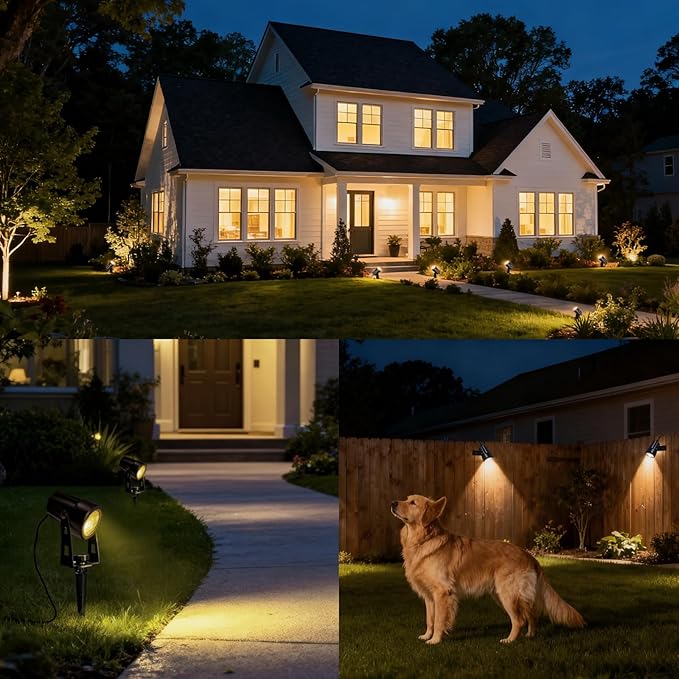 CPLIRIS Outdoor Landscape Lighting, LED Spot Lights Kit for Garden, Yard, House, Lawn, Tree, Flags, Fence Use, Warm White 2700k-3300k, IP67 Waterproof & Connectable - 6 Pack