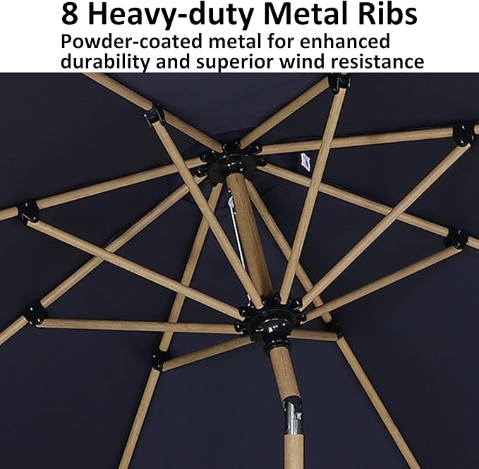 PURPLE LEAF 4' x 6' Market Umbrella Patio Umbrella Outdoor Table Umbrella Aluminum with Push Button Tilt & 8 Sturdy Ribs and Crank Rectangular Outdoor Umbrellas for Pool Backyard Beach, Navy Blue