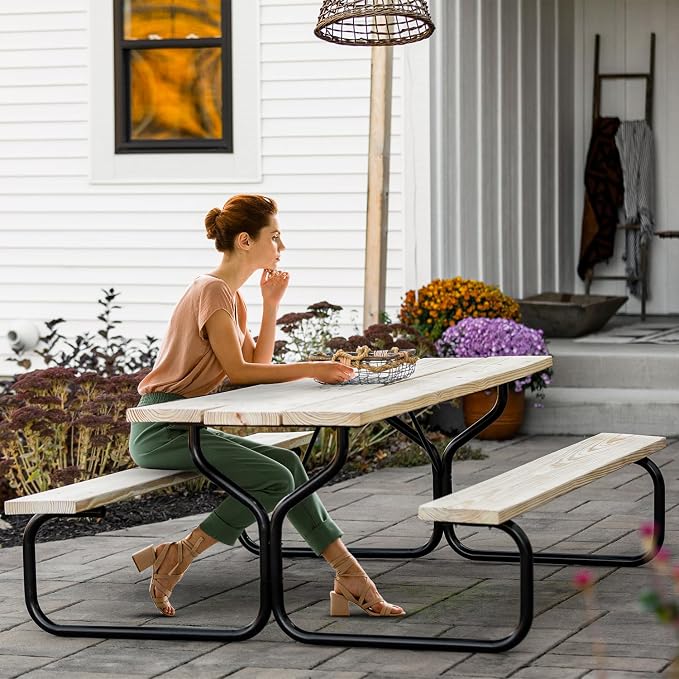 Woodlawn&Home, 600014, Picnic Table Frame, Black Without Wood