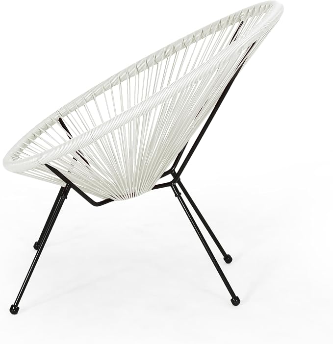 Christopher Knight Home Outdoor Hammock Weave Chair with Steel Frame (Set of 2) - White and Black Finish