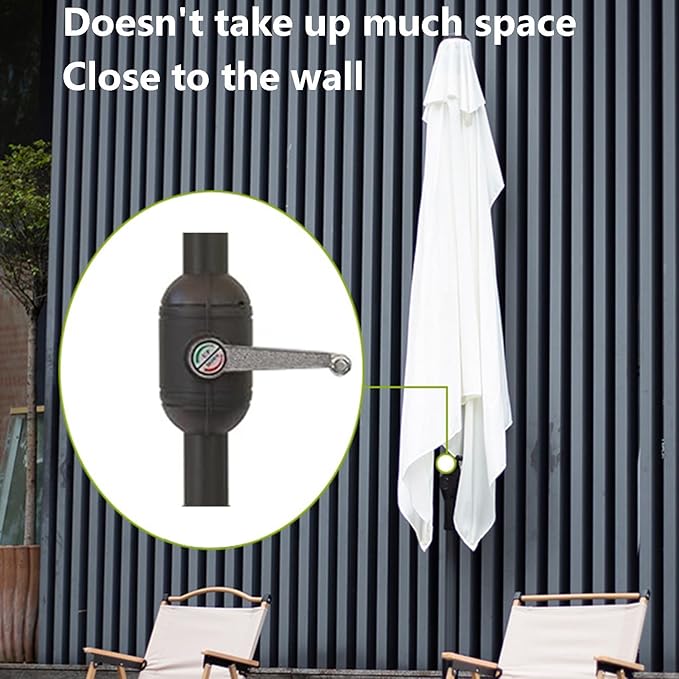 250cm against the wall Umbrella Half Rectangular Outdoor Patio Umbrella with Easy Crank Adjustable Height Without Base for gardens, balconies,patios,apartment terraces,cafes