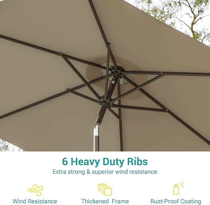 7.5ft Outdoor Umbrella Patio Umbrella,2-Year-Non-Fading,Table Market Patio Umbrella with Push Button Tilt and Crank,for Pool, Deck, Garden,Backyard