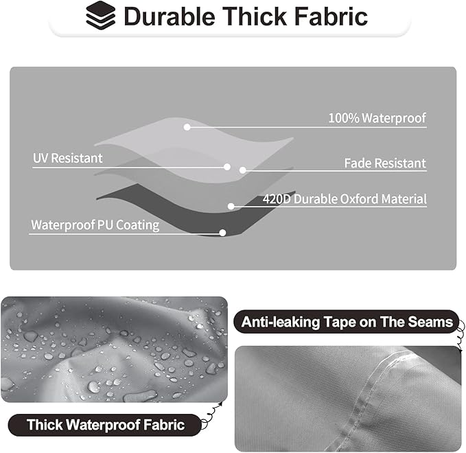 PureFit Outdoor Sectional Sofa Cover Waterproof V Shaped Patio Furniture Covers for Deck, Lawn and Backyard, 100”x100”, Gray