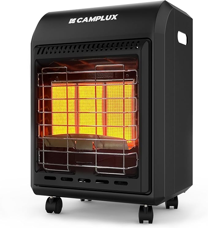 CAMPLUX 18,000 BTU Outdoor Propane Heater with ODS & Tip-over Protection, 3-Setting LP Gas Patio Heater with Regulator & Hose for Garage, Courtyards and Construction Sites, Warm Area up to 450 Sq.Ft