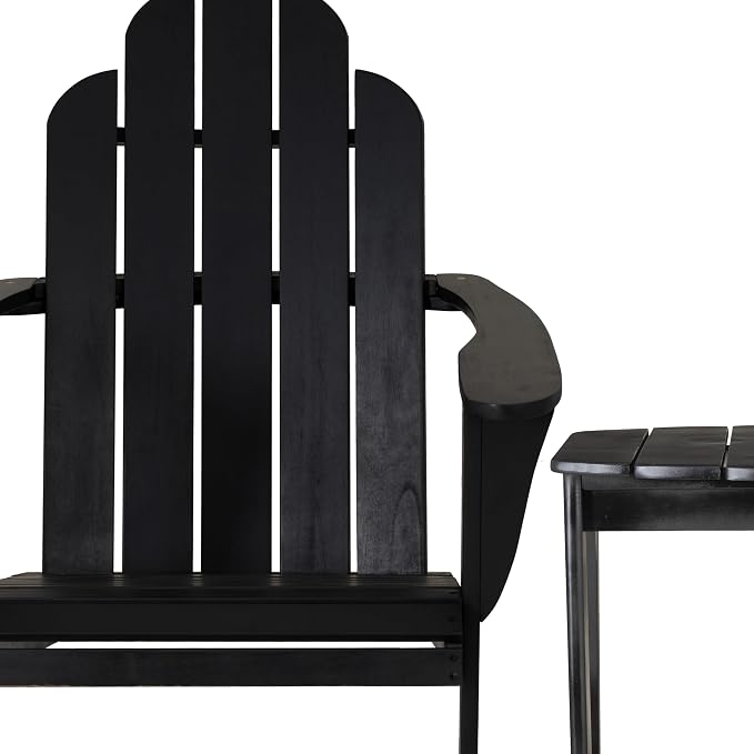 Linon Jayce Black Solid Wood Adirondack Two Piece Chair and Side Table Set