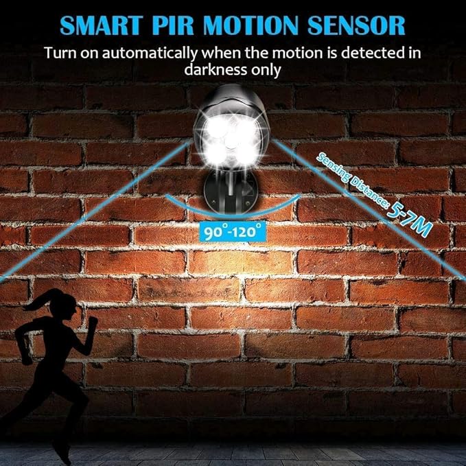 Outdoor Motion Sensor Light Battery Operated, IP65 Waterproof Ultra Bright Motion Sensor Outdoor Lights Head Adjustable with 8W 600 Lumen 6000K 4LEDs for Garage Yard Porch and Patio (1 Pack)