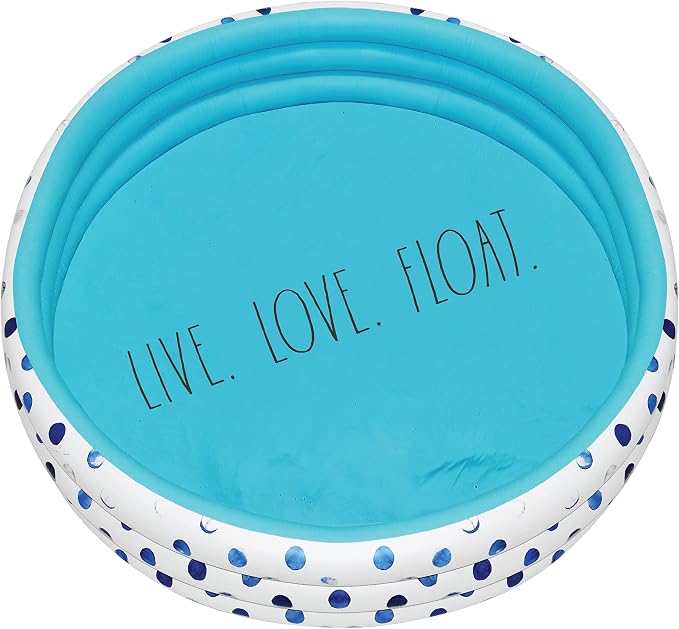 Rae Dunn x CocoNut Float Indigo Polka Dot Mini Pool - Live Love Float Theme - Inflatable Swimming Pool for Kids - Great Splash Pool for Backyard, Summer Parties & Swim Events